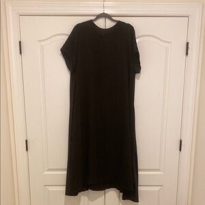 Black A-Line Midi Dress with Raglan Sleeves